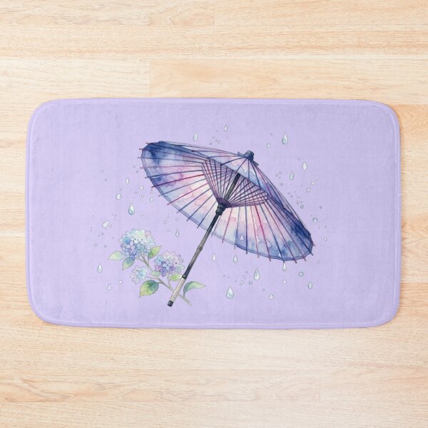 Item preview, Watercolor Japanese Umbrella and Hydrangea Rainy Season Art designed and sold by SakuraMarket26.
