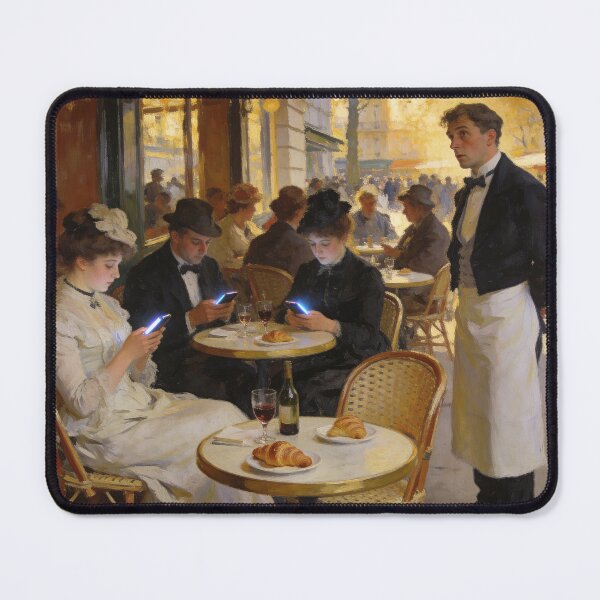 Item preview, Impressionist Parisian Cafe Everyone On Phone - Funny Art Gift designed and sold by HistoricHumor.