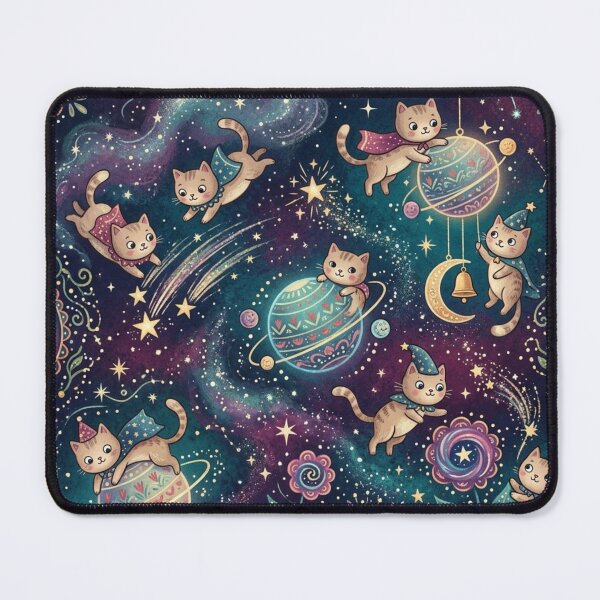 Item preview, Whimsical Cosmic Cats Fantasy Seamless Pattern designed and sold by Iampoji.