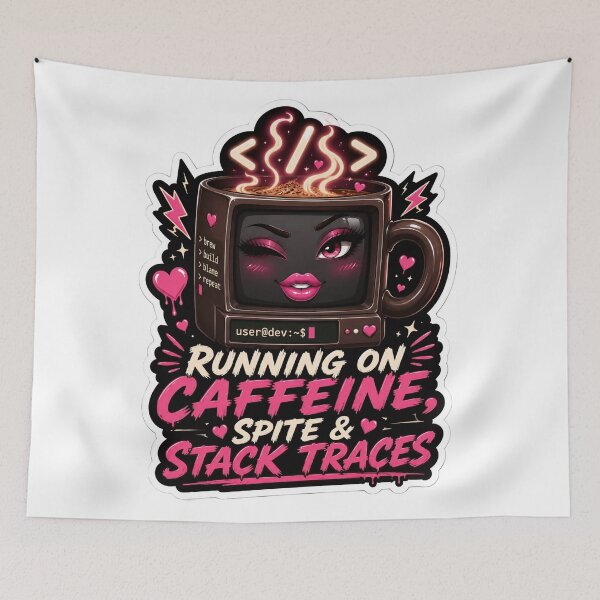 Item preview, Running on Caffeine Spite and Stack Traces designed and sold by DebugLab.