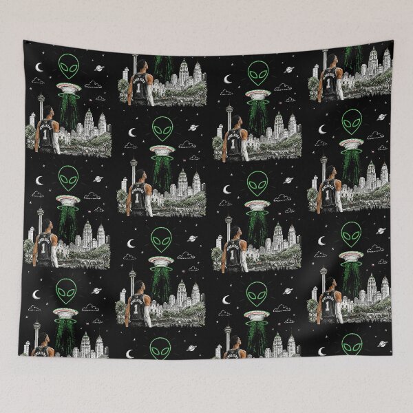 Item preview, Alien Abduction Basketball Player UFO City Skyline Funny Sci Fi designed and sold by b3ida-zl.