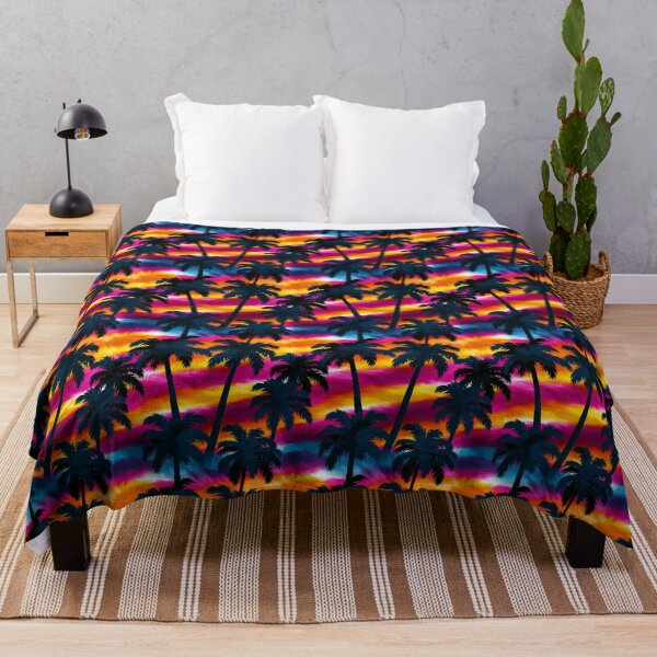 Item preview, Neon Tropical Palm Tree Sunset Pattern designed and sold by igraphixart.