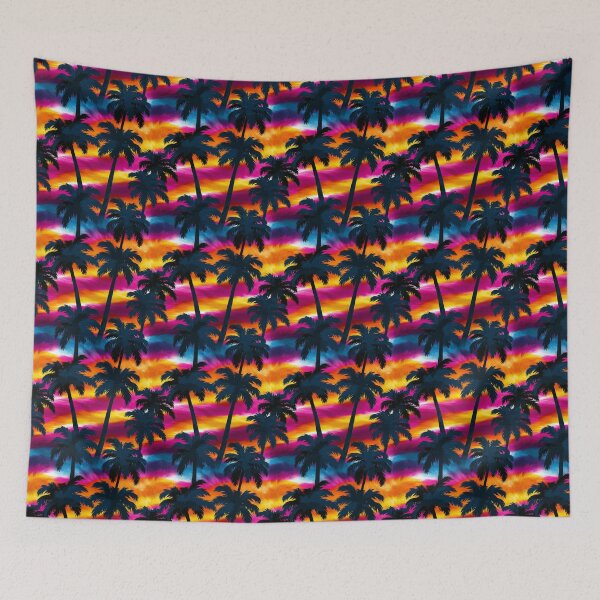 Item preview, Neon Tropical Palm Tree Sunset Pattern designed and sold by igraphixart.