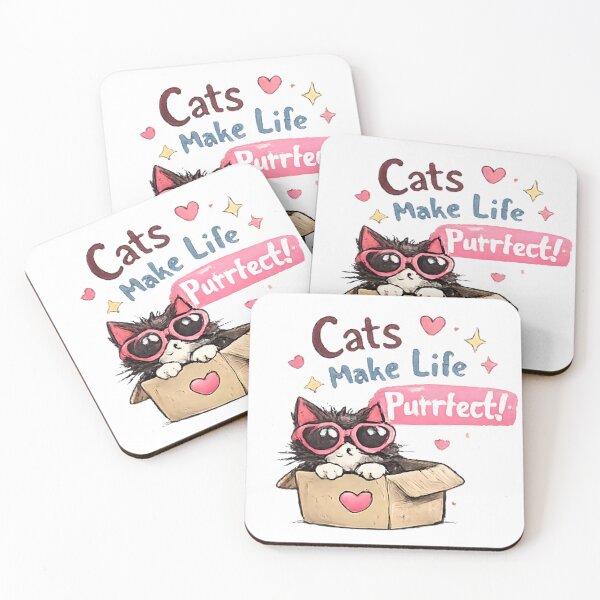 Item preview, Cats Make Life Purrfect – Cute Kitten in a Box Kawaii Design designed and sold by vansaidshop ⭐⭐⭐⭐⭐.