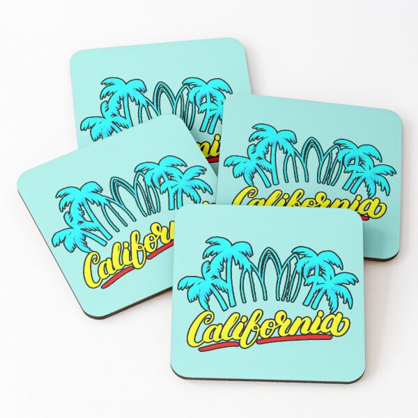 Item preview, California Palm Trees Surf Neon Blue Yellow designed and sold by AstronautMerch.