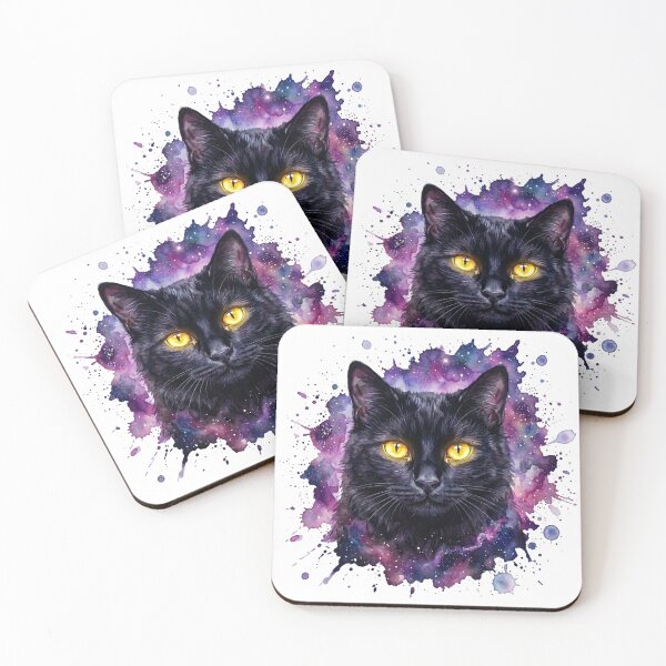 Item preview, Mystic Cosmic Black Cat Watercolor designed and sold by Spiritualwall.