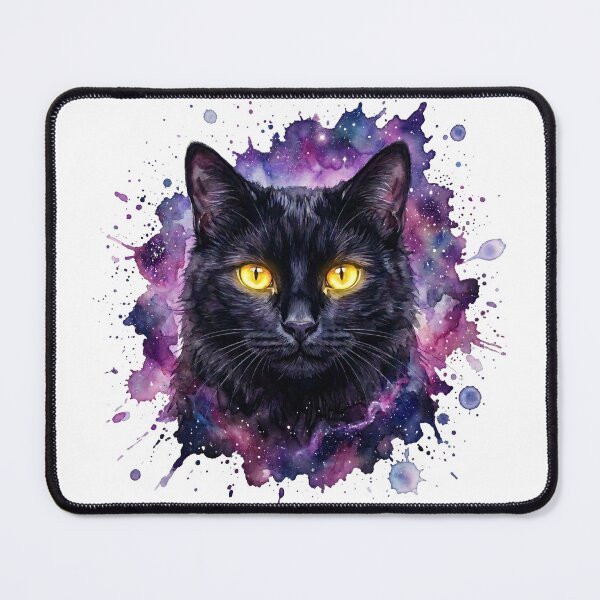 Item preview, Mystic Cosmic Black Cat Watercolor designed and sold by Spiritualwall.
