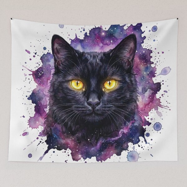 Item preview, Mystic Cosmic Black Cat Watercolor designed and sold by Spiritualwall.