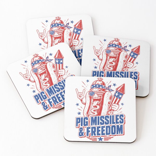Item preview, Vintage 4th Of July Hot Dog Pig Missiles And Freedom USA Patriotic designed and sold by Chaya Reid.