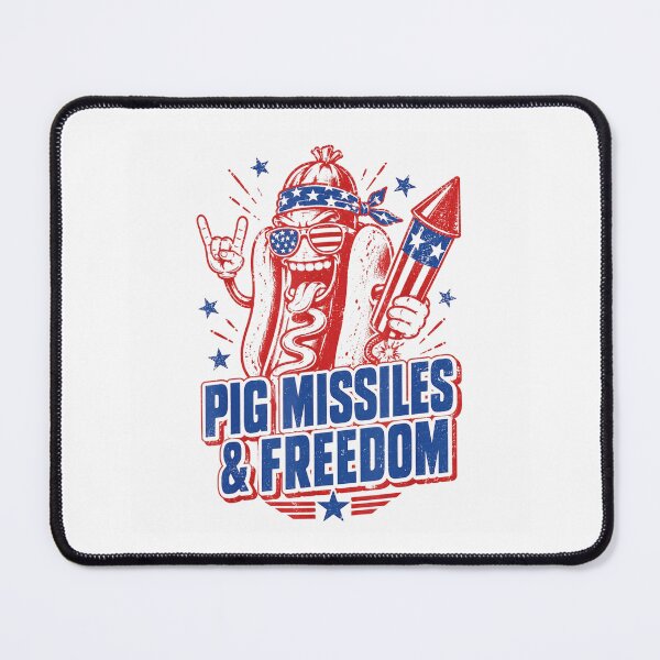 Item preview, Vintage 4th Of July Hot Dog Pig Missiles And Freedom USA Patriotic designed and sold by Chaya Reid.