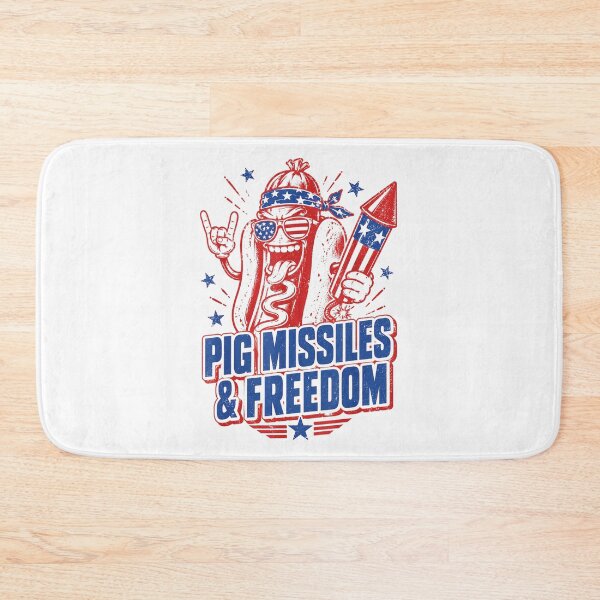 Item preview, Vintage 4th Of July Hot Dog Pig Missiles And Freedom USA Patriotic designed and sold by Chaya Reid.