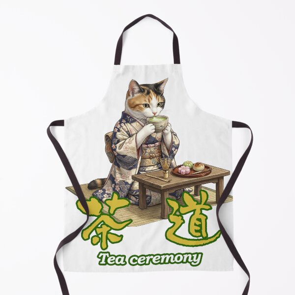 Item preview, Tea ceremony cat -A kitty enjoys matcha tea- Kanji Notation designed and sold by LOVEARTDESIGN.