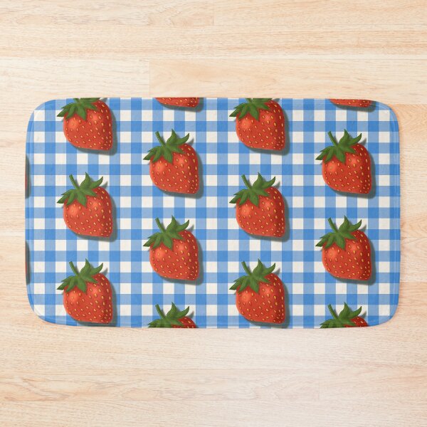 Item preview, Strawberry on blue gingham - French country floral designed and sold by OhNoNotAgain42.