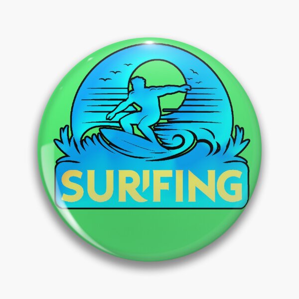 Item preview, Surfing Sunset Blue Yellow Wave Silhouette designed and sold by AstronautMerch.