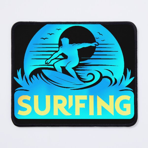 Item preview, Surfing Sunset Blue Yellow Wave Silhouette designed and sold by AstronautMerch.