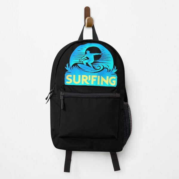 Item preview, Surfing Sunset Blue Yellow Wave Silhouette designed and sold by AstronautMerch.