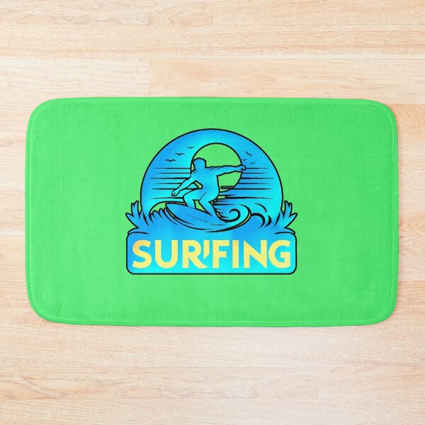 Item preview, Surfing Sunset Blue Yellow Wave Silhouette designed and sold by AstronautMerch.