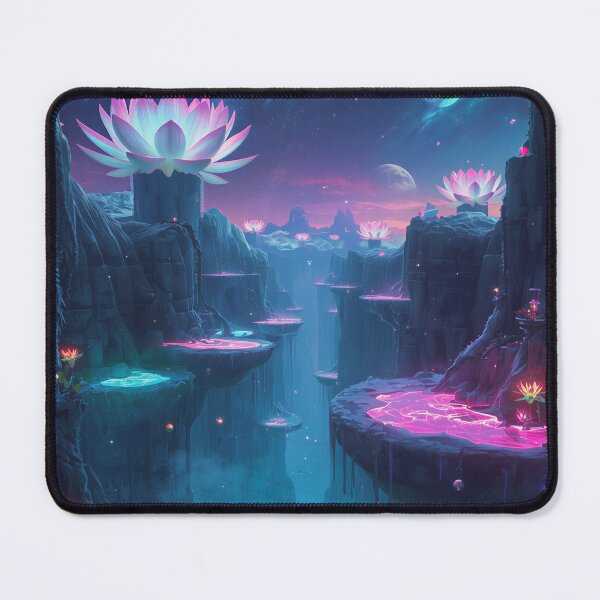 Item preview, Astral Lotus Abyss Bioluminescent Alien Fantasy Landscape designed and sold by Luminous Wilds.