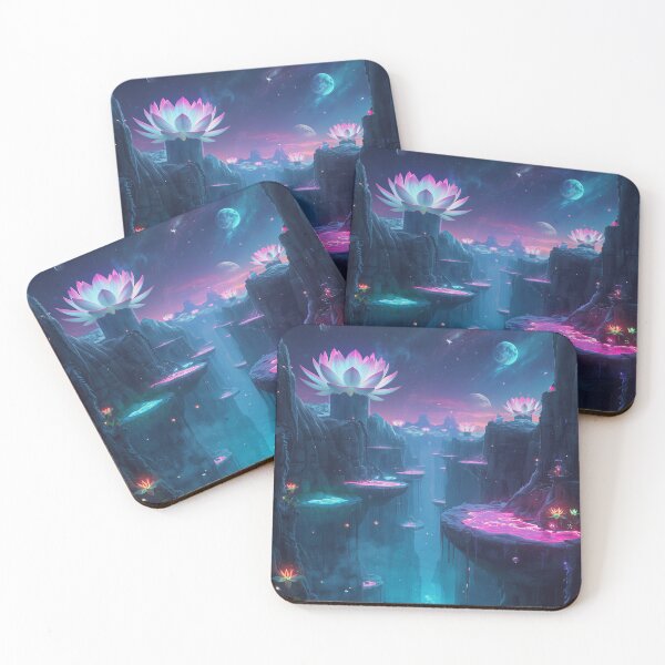 Item preview, Astral Lotus Abyss Bioluminescent Alien Fantasy Landscape designed and sold by Luminous Wilds.