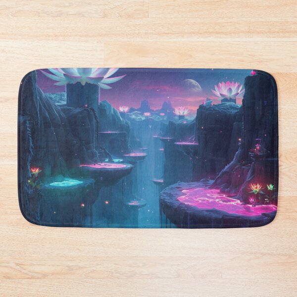 Item preview, Astral Lotus Abyss Bioluminescent Alien Fantasy Landscape designed and sold by Luminous Wilds.