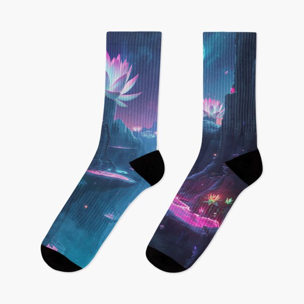 Item preview, Astral Lotus Abyss Bioluminescent Alien Fantasy Landscape designed and sold by Luminous Wilds.