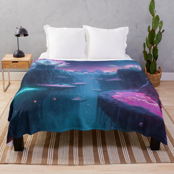 Item preview, Astral Lotus Abyss Bioluminescent Alien Fantasy Landscape designed and sold by Luminous Wilds.