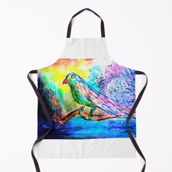Item preview, A vibrant painting of a tropical colorful bird in sunset fantasy landscape |aura aesthetic wall art designed and sold by Shukasya-Arts.