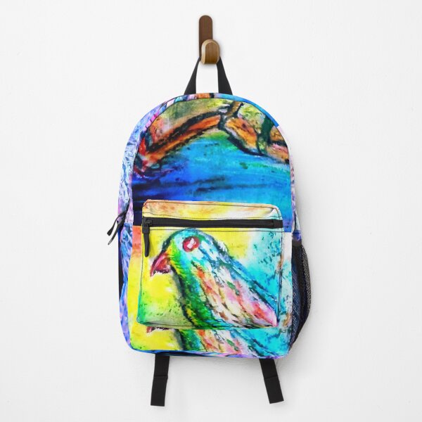 Item preview, A vibrant painting of a tropical colorful bird in sunset fantasy landscape |aura aesthetic wall art designed and sold by Shukasya-Arts.