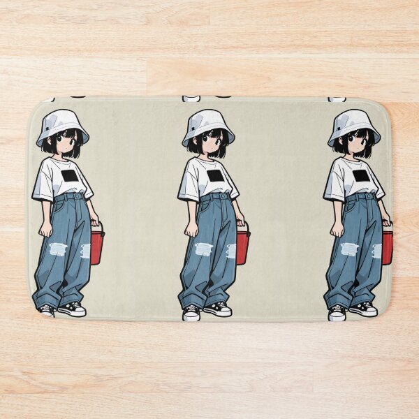Item preview, Fashion - Man in Black Top Bucket Hat Baggy Jeans Streetwear Anime designed and sold by AnimeShin.