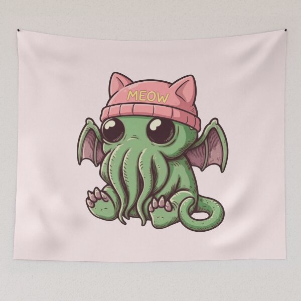 Item preview, Funny Cute Cthulhu Cat: Green & Pink Chibi Baby designed and sold by DungeonAtelier.