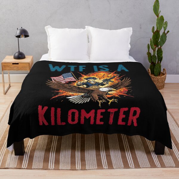 Item preview, WTF Is A Kilometer Patriotic Eagle American Humor Design designed and sold by TheCozyCarrier.