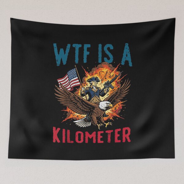 Item preview, WTF Is A Kilometer Patriotic Eagle American Humor Design designed and sold by TheCozyCarrier.