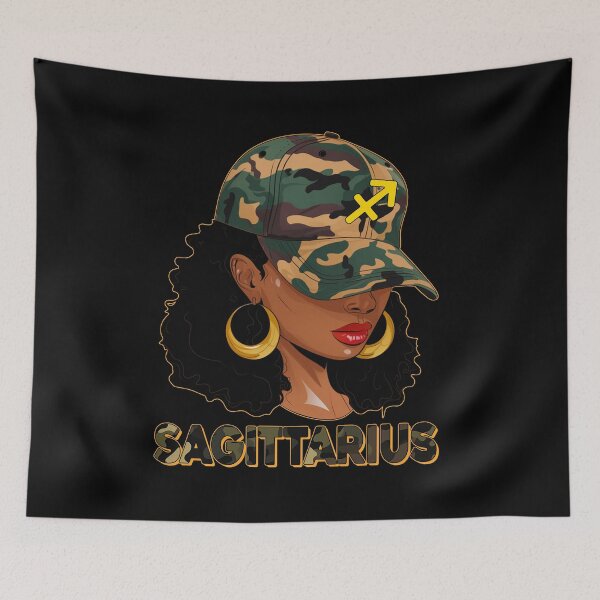 Item preview, Sagittarius Zodiac Black Woman Camo Fashion Design designed and sold by MaxGraphicShirt.
