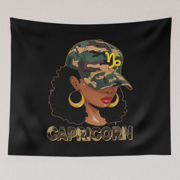 Item preview, Capricorn Zodiac Black Woman Camo Fashion Design designed and sold by MaxGraphicShirt.