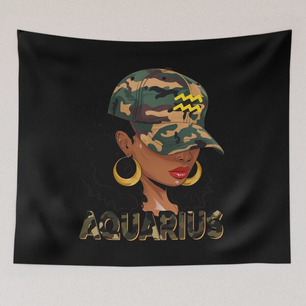 Item preview, Aquarius Zodiac Black Woman Camo Fashion Design designed and sold by MaxGraphicShirt.