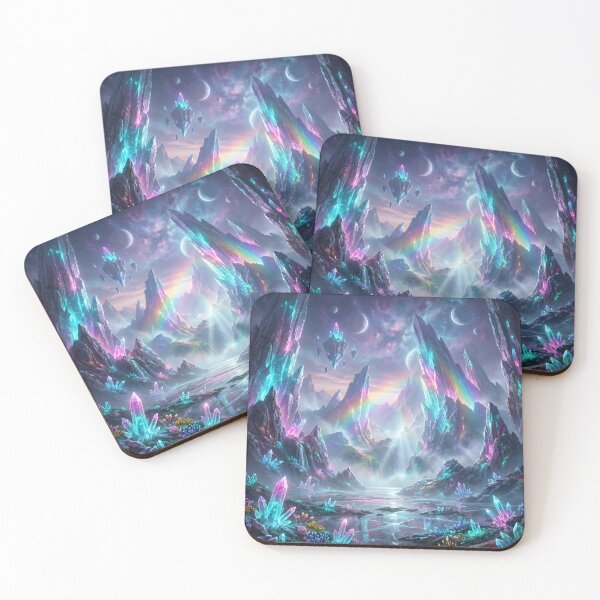 Item preview, Crystalfire Mountain Bioluminescent Alien Fantasy Landscape designed and sold by Luminous Wilds.