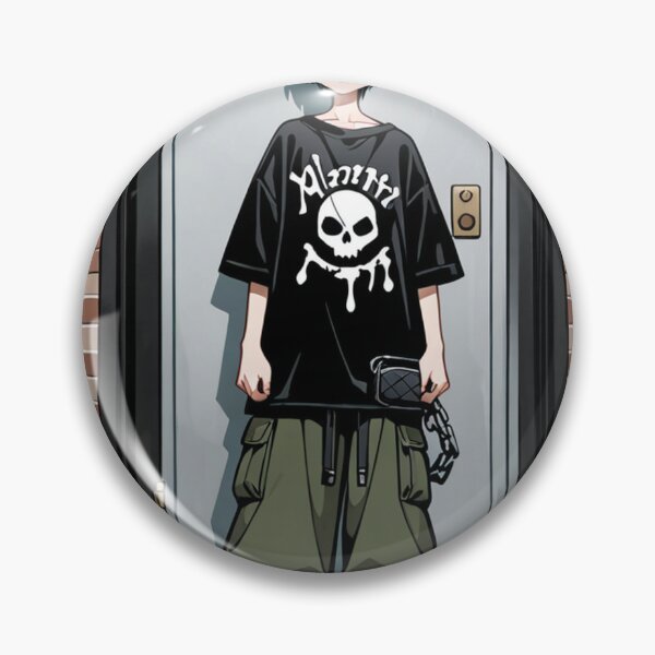 Item preview, Fashion - Man in Black Top Cargo Pants Chain Wallet Streetwear Anime Variant 2 designed and sold by AnimeShin.