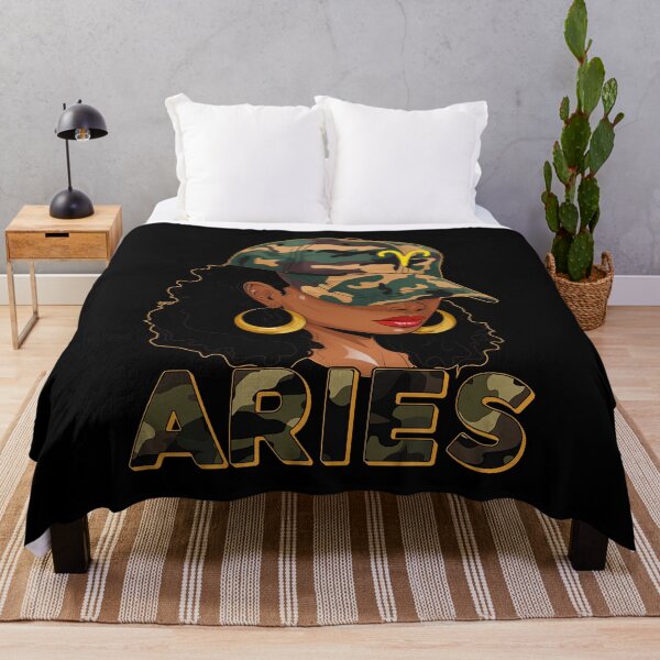 Item preview, Aries Zodiac Black Woman Camo Fashion Design designed and sold by MaxGraphicShirt.