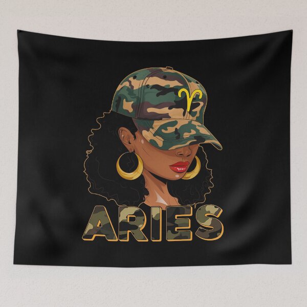 Item preview, Aries Zodiac Black Woman Camo Fashion Design designed and sold by MaxGraphicShirt.