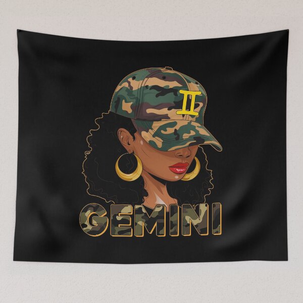 Item preview, Gemini Zodiac Black Woman Camo Fashion Design designed and sold by MaxGraphicShirt.