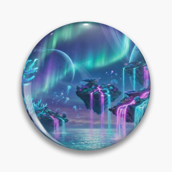 Item preview, Floating Coral Archipelago Neon Alien Fantasy Landscape designed and sold by Luminous Wilds.