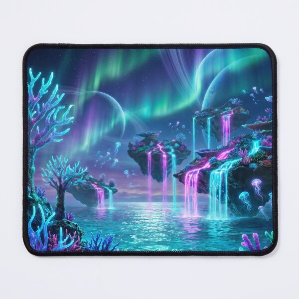 Item preview, Floating Coral Archipelago Neon Alien Fantasy Landscape designed and sold by Luminous Wilds.