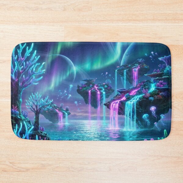 Item preview, Floating Coral Archipelago Neon Alien Fantasy Landscape designed and sold by Luminous Wilds.