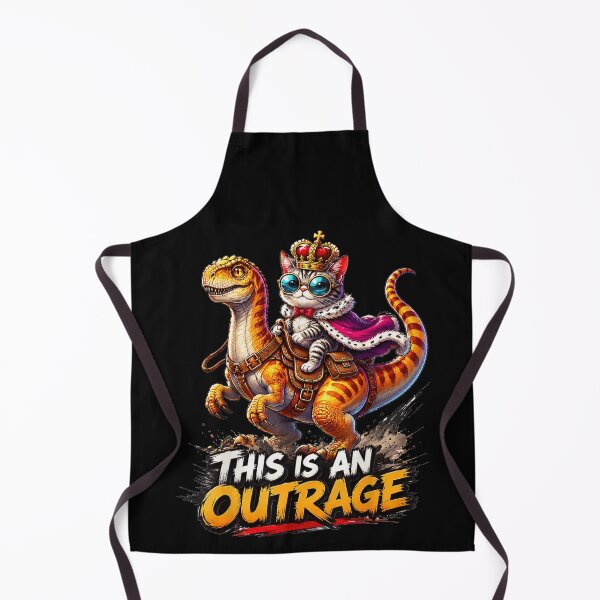 Item preview, Cute Royal Cat King Wearing Crown Riding Dinosaur This Is An Outrage designed and sold by Taniyah Gomes.