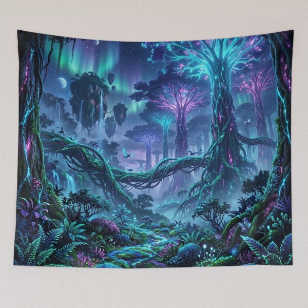 Item preview, Aurora Spire Jungle Bioluminescent Alien Landscape designed and sold by Luminous Wilds.