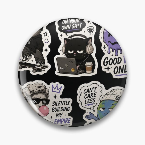 Item preview, i want you to create cool sticker for me gnez style, that can be sold in market. it can have a thought  or not depends on you , create top 5 stickers that look cool and genz style designed and sold by 8660512415.