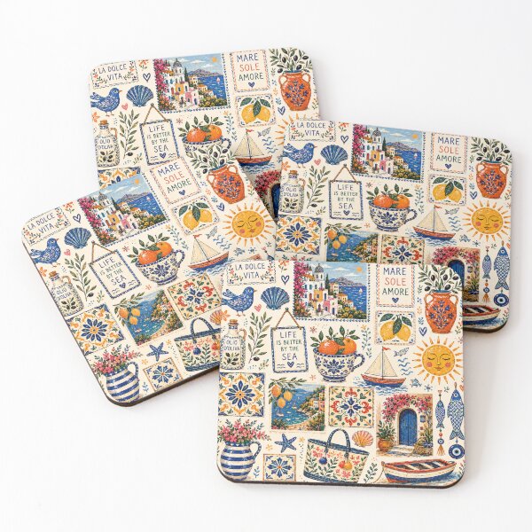 Item preview, Seaside Folk Art Collage designed and sold by Aramdesing.