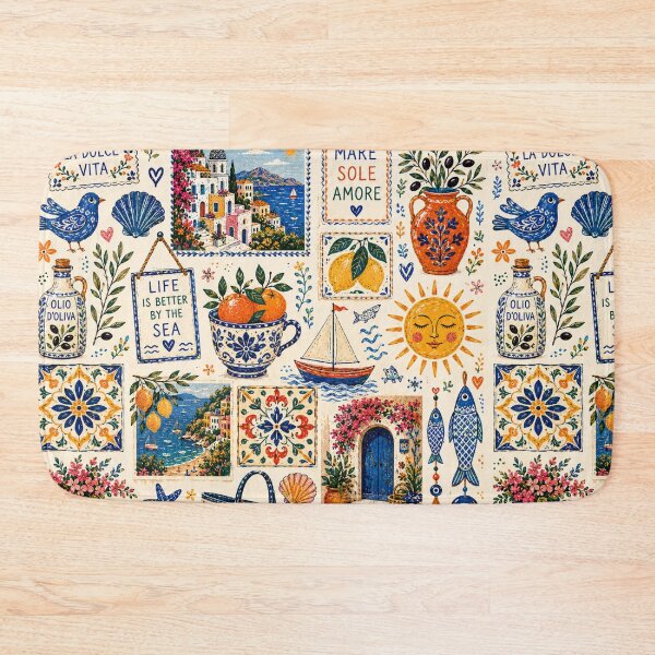Item preview, Seaside Folk Art Collage designed and sold by Aramdesing.