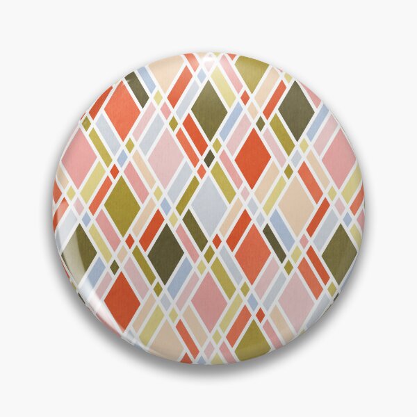 Item preview, Retro Argyle Pastel Geometric in Coral and Olive  designed and sold by micklyn.