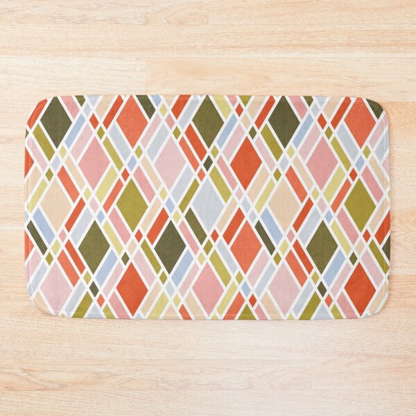 Item preview, Retro Argyle Pastel Geometric in Coral and Olive  designed and sold by micklyn.